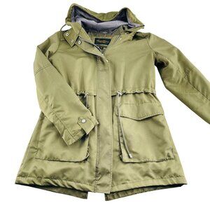 BellaDonna Womens Olive Green Hooded Parka Coat Size L Cotton & Polyester